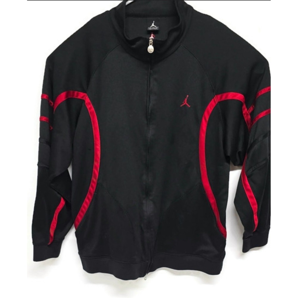 Nike Air Jordan Jacket Polyester Basketball Sport Jacket Black and Red Size 2XL